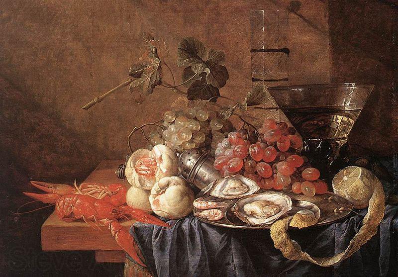 Jan Davidsz. de Heem Fruits and Pieces of Seafood Norge oil painting art
